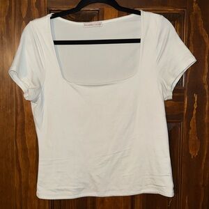 White cropped top short sleeve shirt